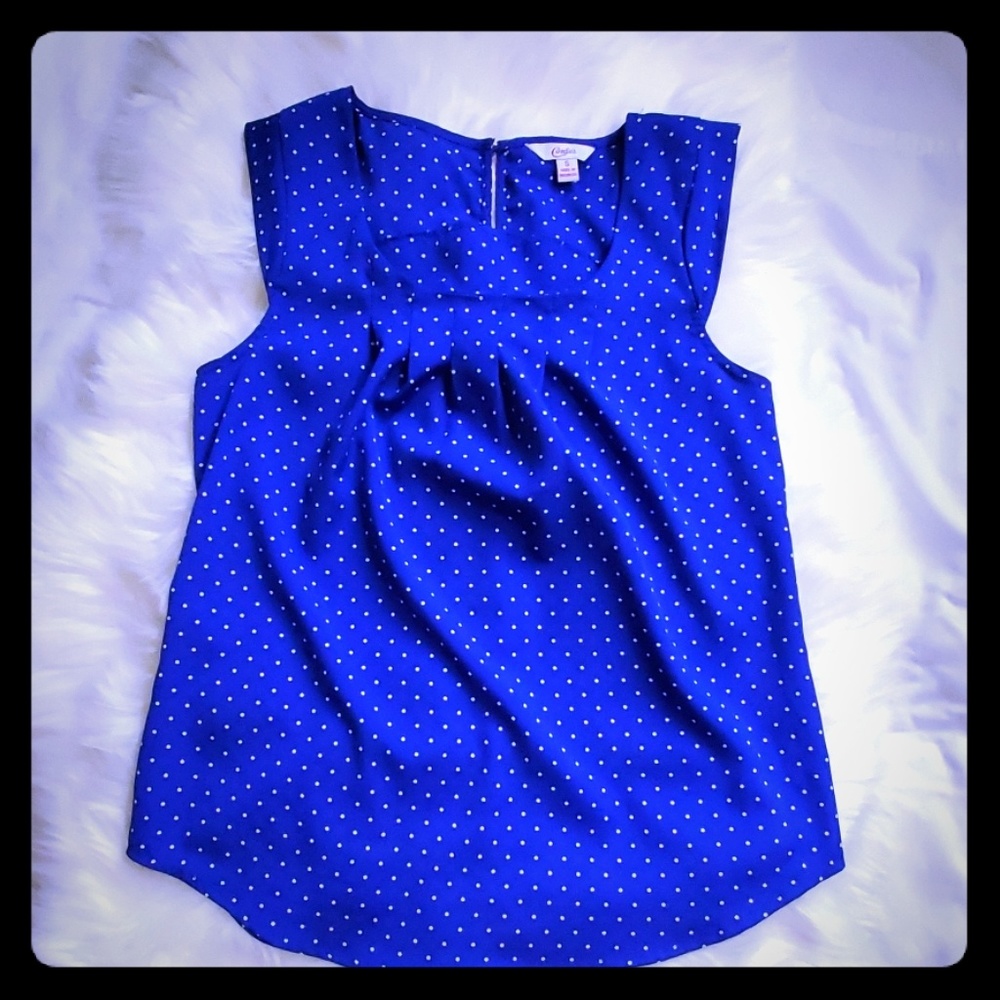 CANDIES TOP Size small, polkadots royal blue